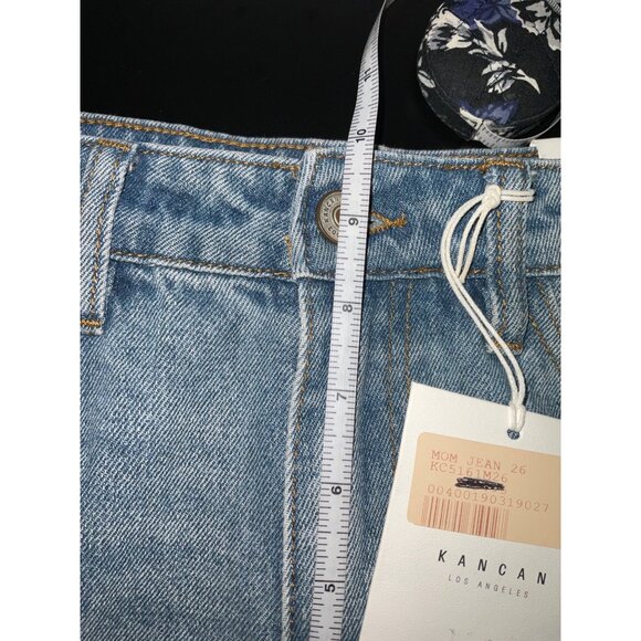 KANCAN New Distressed Raw Hem High Rise Mom Jeans size 5/26 - Picture 11 of 14